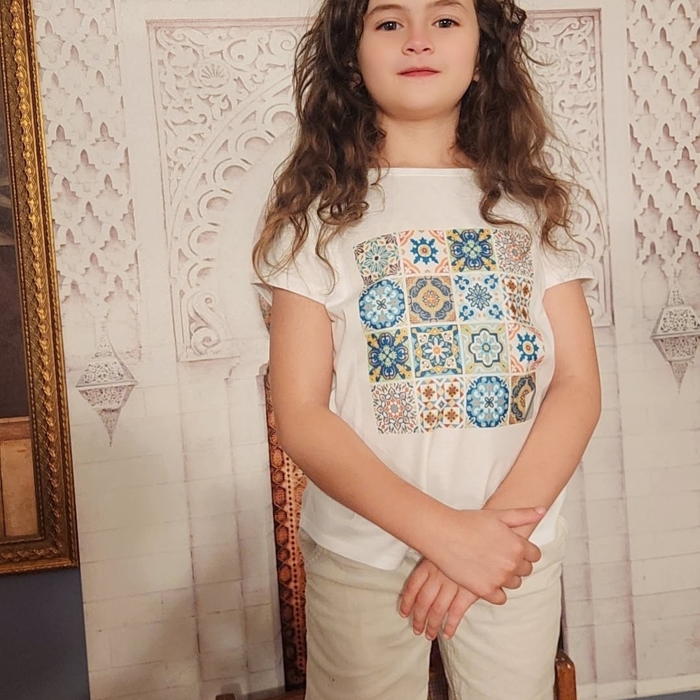 Kids White Graphic T-Shirt